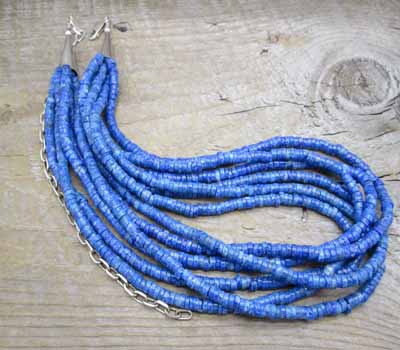 Indian Santo Domingo Multi Strand Denim Lapis Necklace